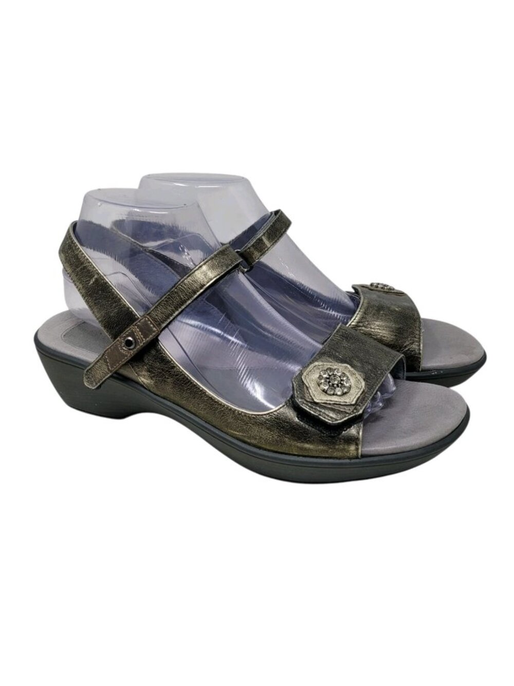 NAOT Platform Wedge Comfort Adjustable Sandals Sz 10 EU 41 Bronze Gold Jewel